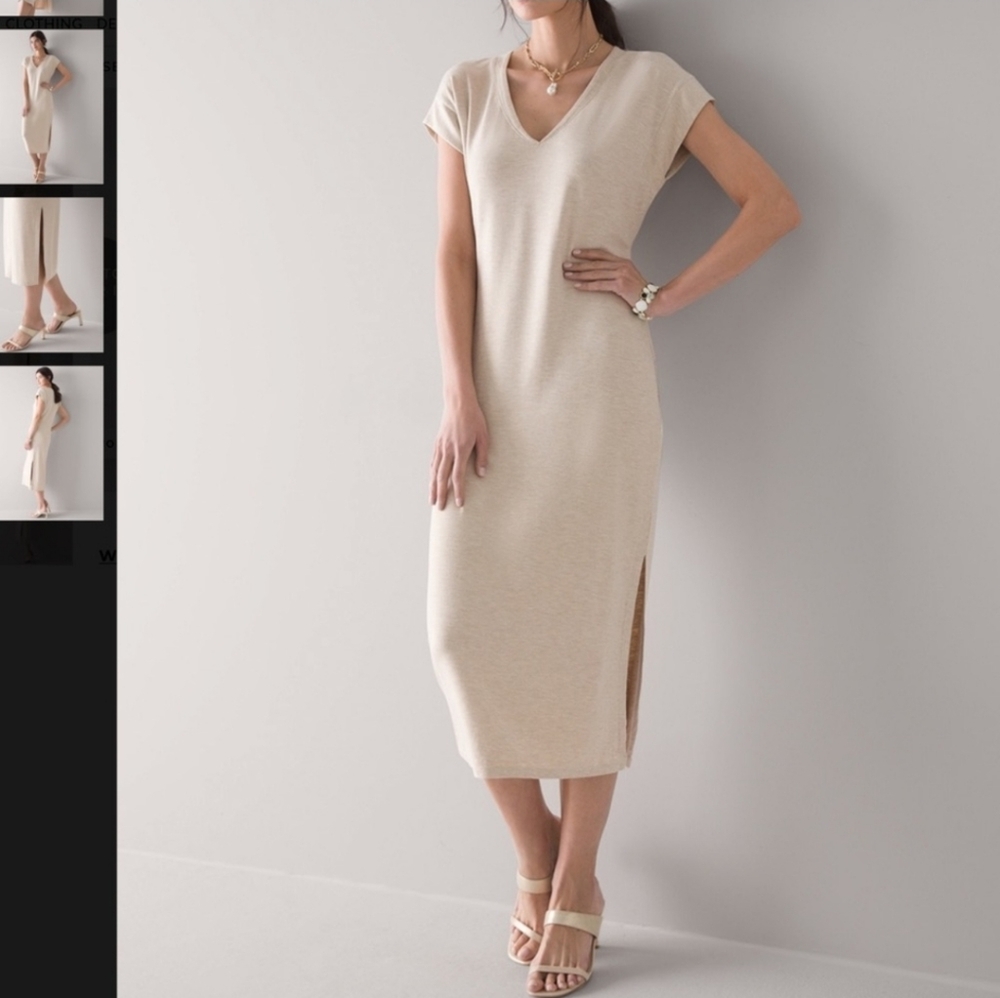 WHBM Easy T-Shirt Dress - Cream Heather - XXS